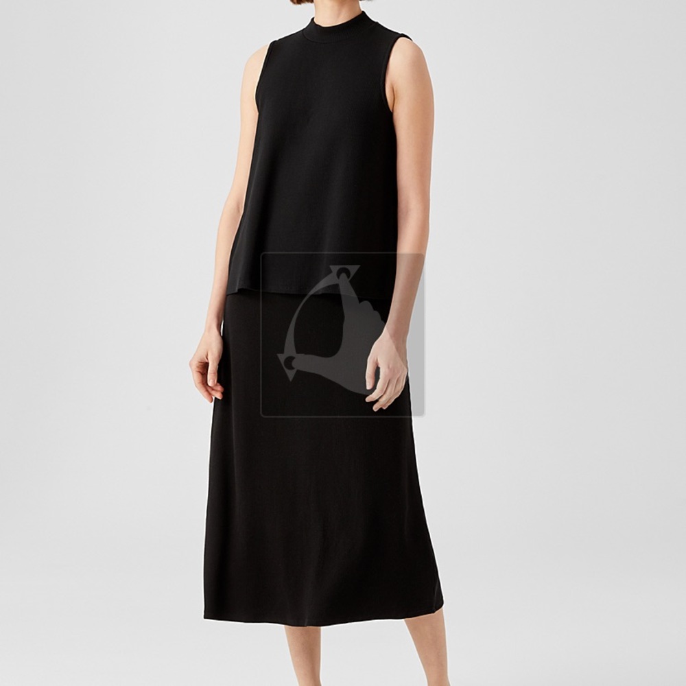 RIBBED ORGANIC COTTON BLEND TANK AND SKIRT SET